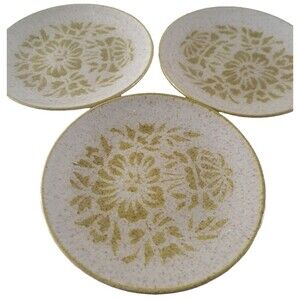Red Wing Pottery Damask Small Dessert Bread Plate Set of 3 Floral Speckled 6"